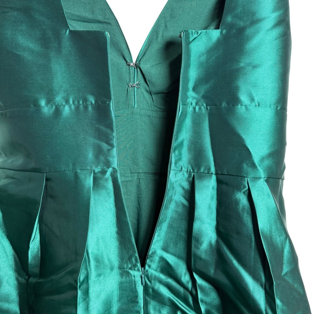 Coast Plunge Neck Structured Twill Midi Dress Emerald Green US 8 NWT Pockets - Picture 6 of 10